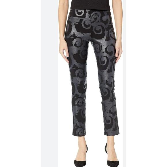 Krazy Larry Pull-on Ankle Pants Black Swirls Ladies size 10 - Picture 2 of 7